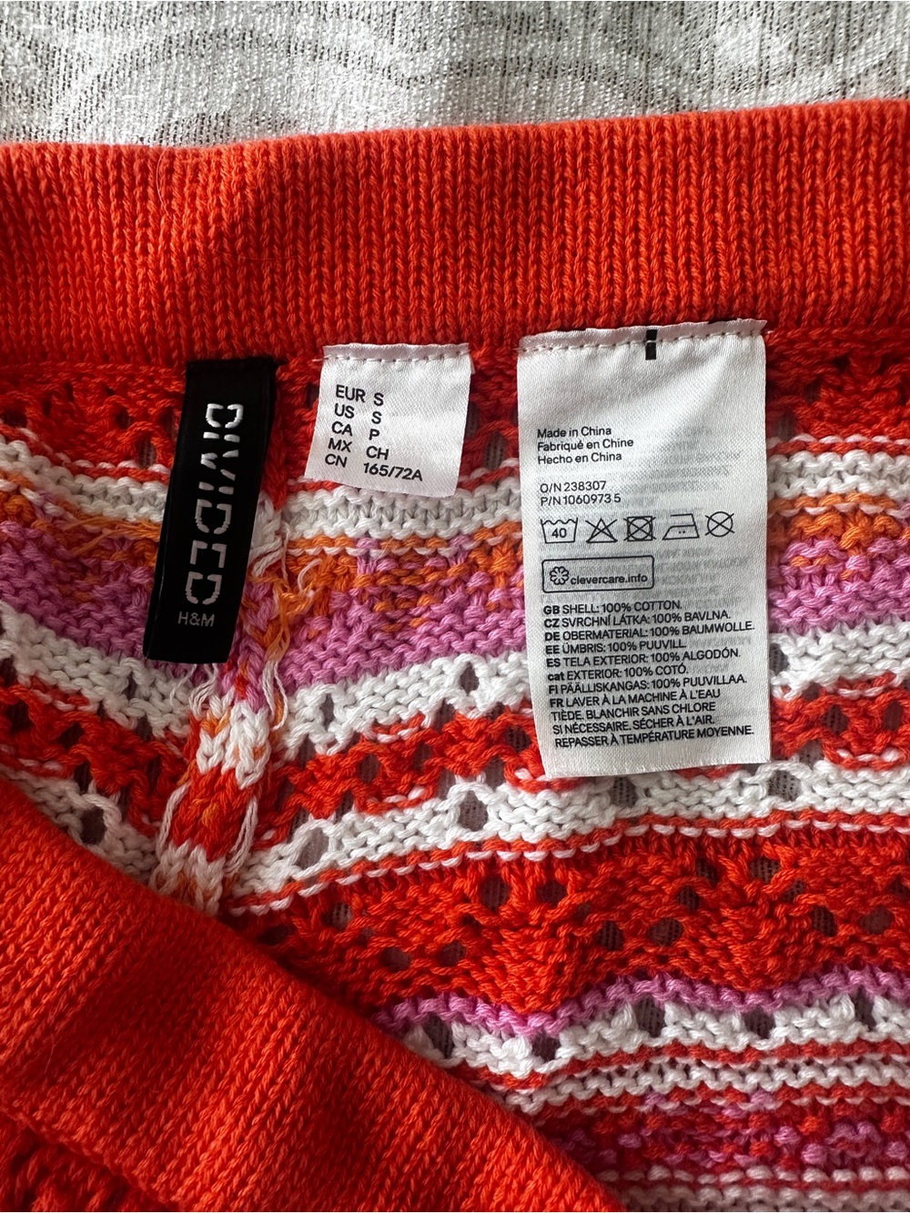 H&M Crochet Knit Shorts Size S- Orange/Pink/White - Picture 4 of 5